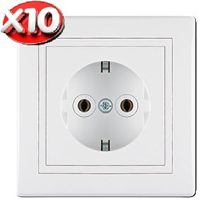 10er-Set-Steckdose-mit-Rahmen-Aling-Conel PRESTIGE LINE