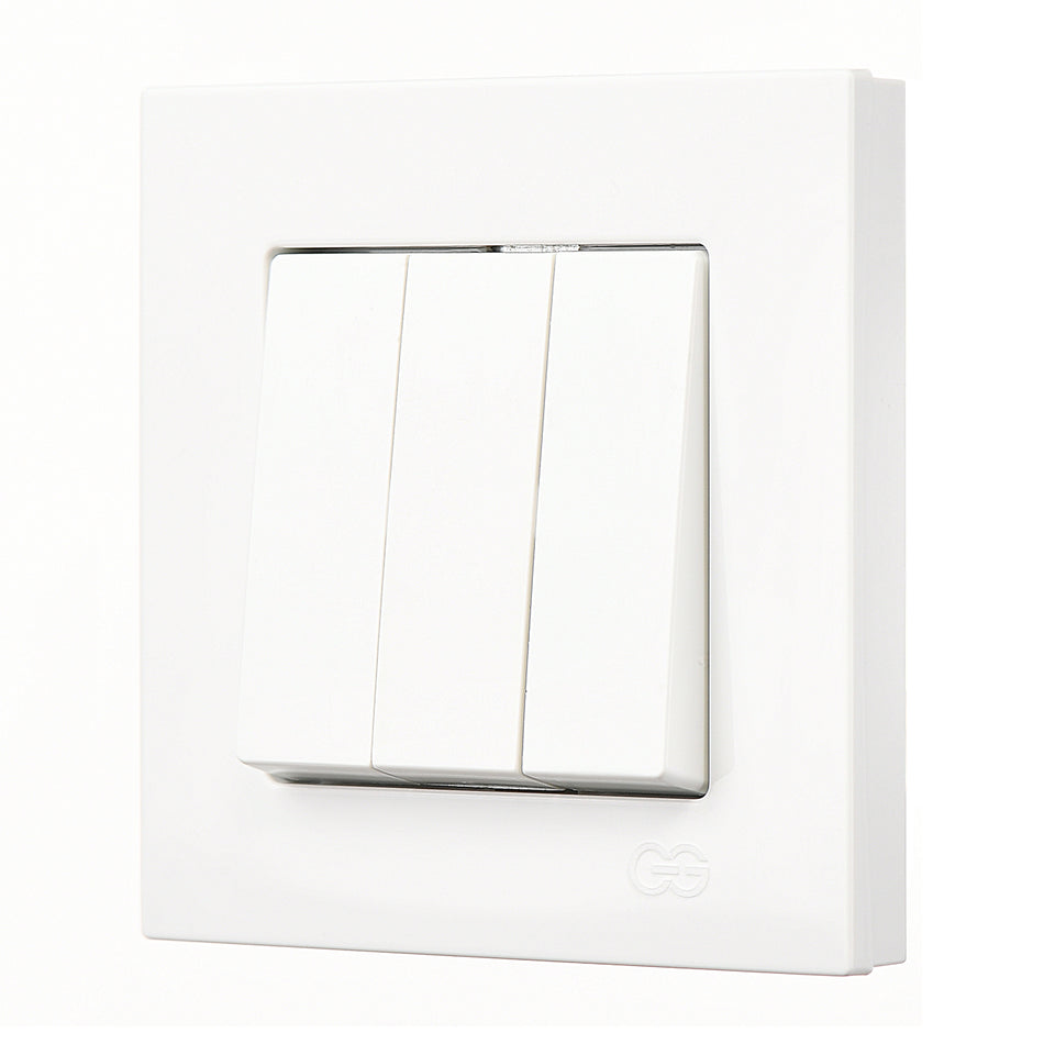 Günsan Eqona 3-fach Serienschalter 10AX/250V~ komplett inkl. Rahmen weiss