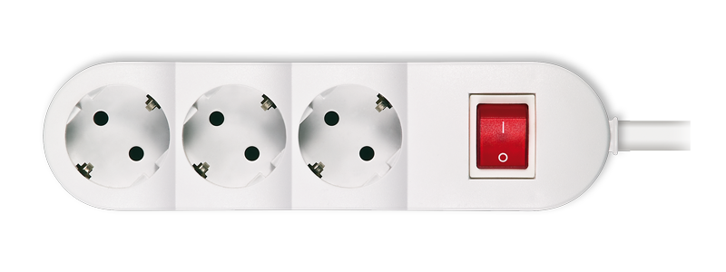 Steckdosenleiste 3-fach mit Ein/Aus Schalter und integriertem erhöhten Berührungsschutz (Kinderschutz) 1,5 Meter Kabel, Weiss