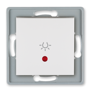 Prestige Line Taster mit Lichtsymbol und Glimmlampe 10AX/250V~ Einsatz ohne Rahmen mit Wippe weiss