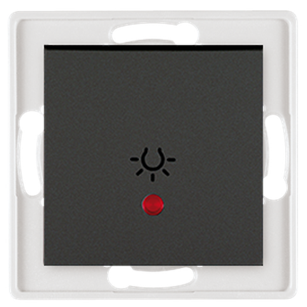 Prestige Line Taster mit Lichtsymbol und Glimmlampe 10AX/250V~ Einsatz inkl. Wippe, ohne Rahmen Schwarz (soft touch)