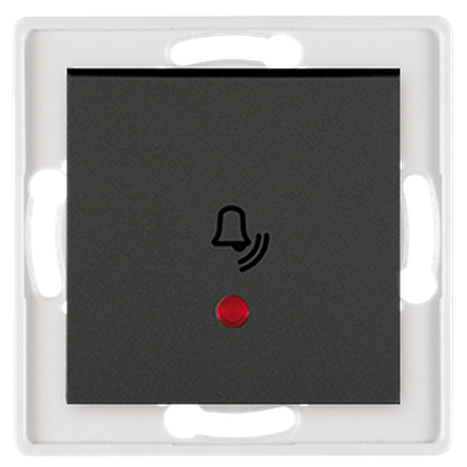 Prestige Line Klingeltaster mit Glimmlampe 10AX/250V~ Einsatz inkl. Wippe, ohne Rahmen Schwarz (soft touch)