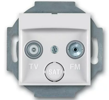 Prestige Line TV/RF Antennendose / Durchgangsdose mit 2 Ausgängen Einsatz ohne Rahmen weiss
