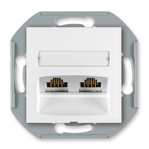Prestige Line 2-fach Telefondose RJ12 6/6 Keystone Cat 3 / Einsatz ohne Rahmen weiss