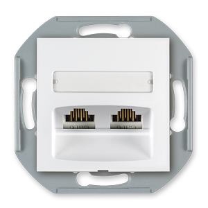 Prestige Line 2-fach Datendose RJ 45 Cat 5e UTP Keystone Einsatz ohne Rahmen weiss