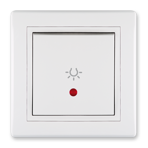 Prestige Line Taster mit Lichtsymbol und Glimmlampe 10AX/250V~ komplett inkl. Rahmen weiss