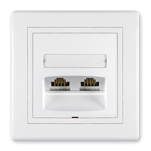 Prestige Line 2-fach Datendose RJ 45 Cat 5e FTP (Abgeschirmt) Keystone komplett inkl. Rahmen weiss