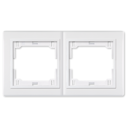 Prestige Line 2-fach Abdeckrahmen (Horizontal) mit Zwischenrahmen, Weiß