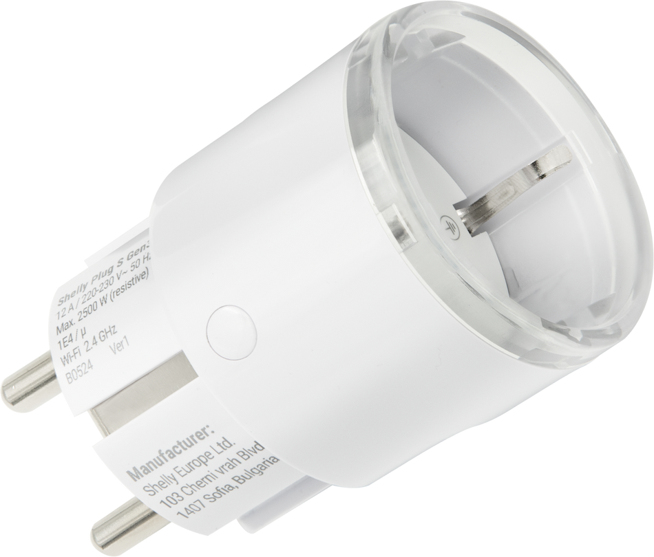Plug & Play - Shelly Plus Plug S Gen3 Matter - Zwischenstecker 12A mit Messfunktion WLAN Matter BT Weiß