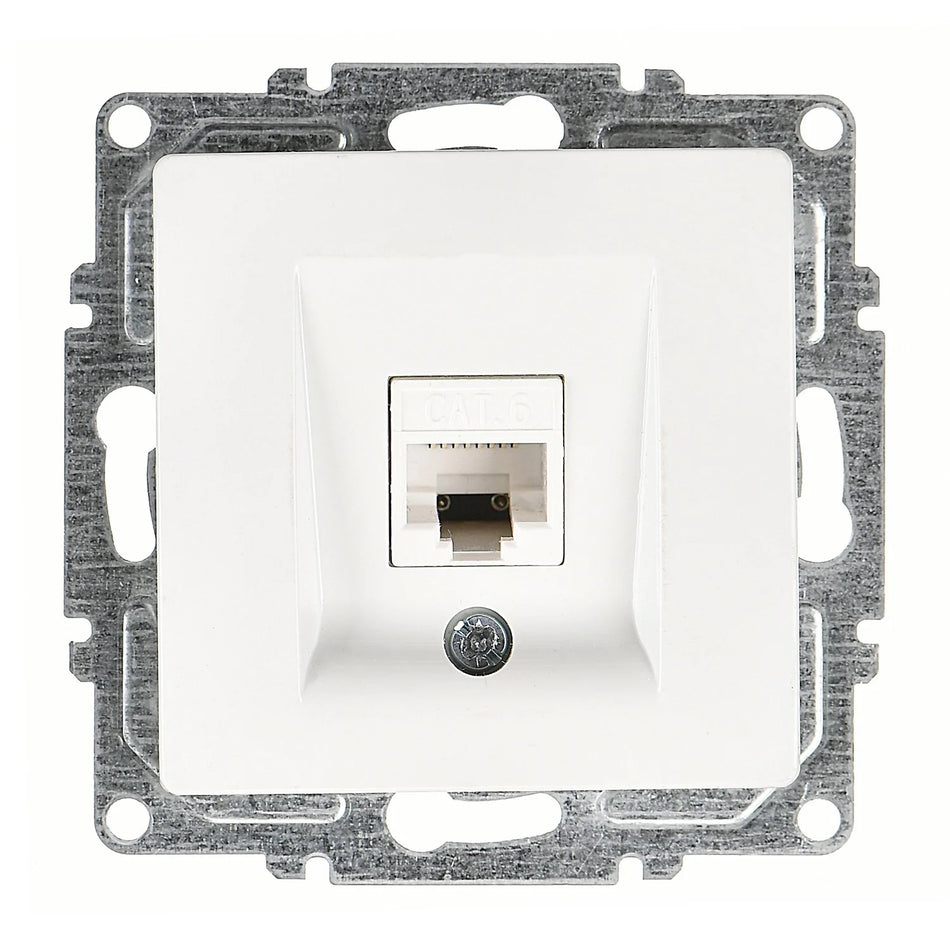 Günsan Eqona 1-fach Datendose RJ 45 Cat6 Einsatz ohne Rahmen weiss