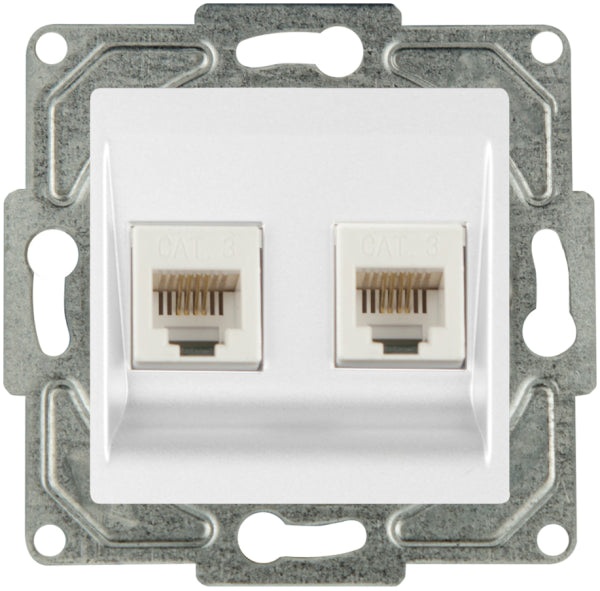 Günsan Eqona 2-fach Datendose RJ 45 Cat6 Einsatz ohne Rahmen weiss