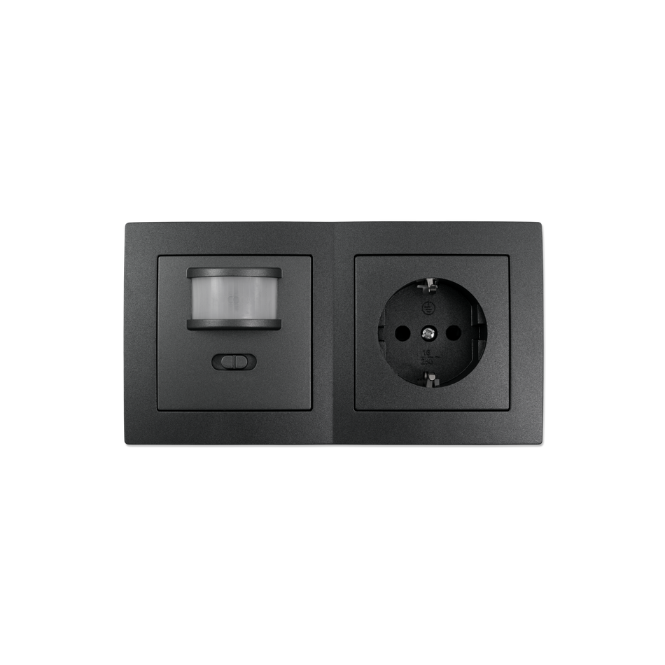 McPower "Flair" Steckdosen + Bewegungsmelder 'PIR' Set, 3-teilig, UP, anthrazit