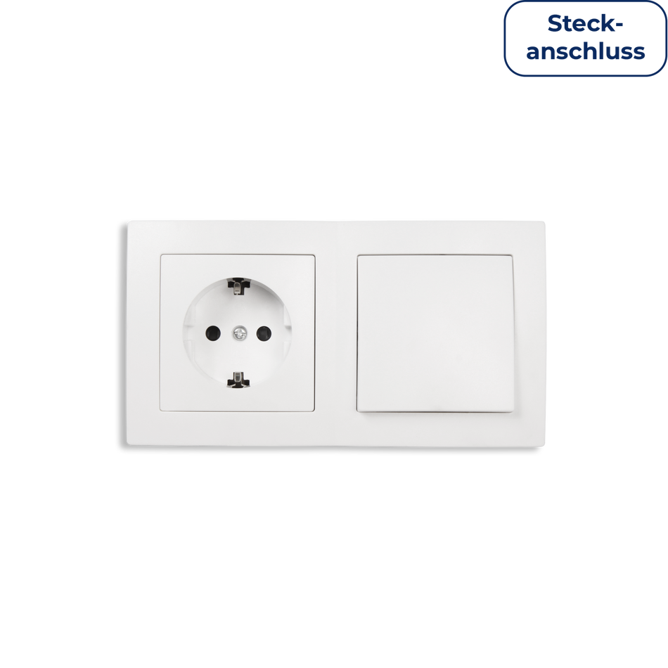 McPower "Flair" Schalter und Steckdosen Set, komplett inkl. 2-fach Rahmen, Steckanschluss, weiß