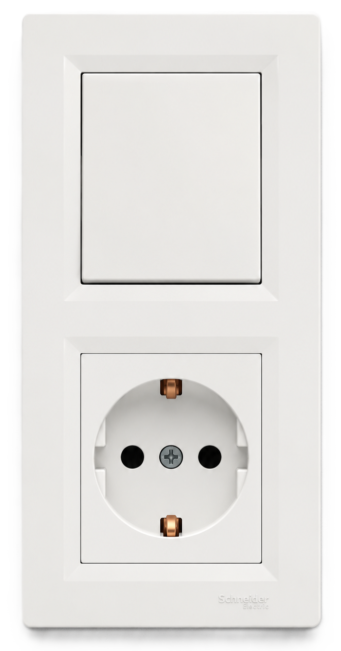 Schneider Electric ASFORA Schalter Steckdosen Set Vertikal komplett inkl. 2-fach Rahmen, weiss