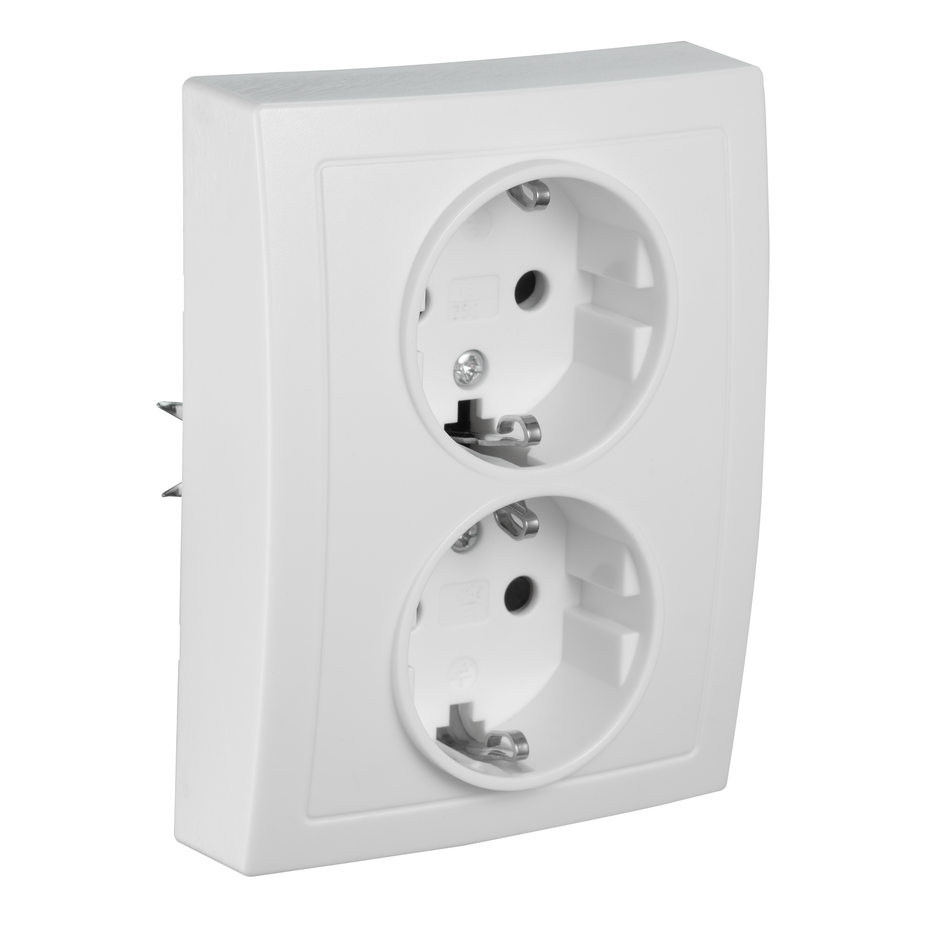 McPower "Flair" Doppelsteckdose 250V~/16A zum Einbau in eine Installationsdose Ø60mm weiß