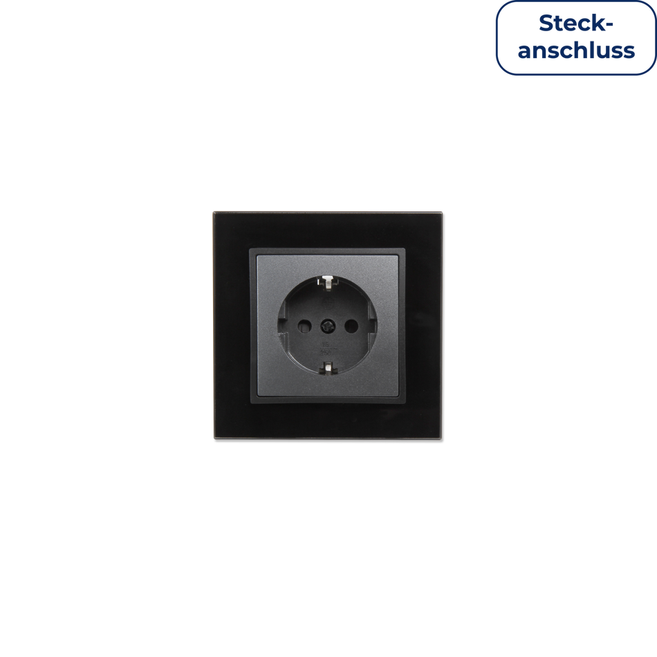 McPower "Flair" SCHUKO-Steckdose 250V~/16A, Steckanschluss, komplett inkl. Glas Rahmen, anthrazit