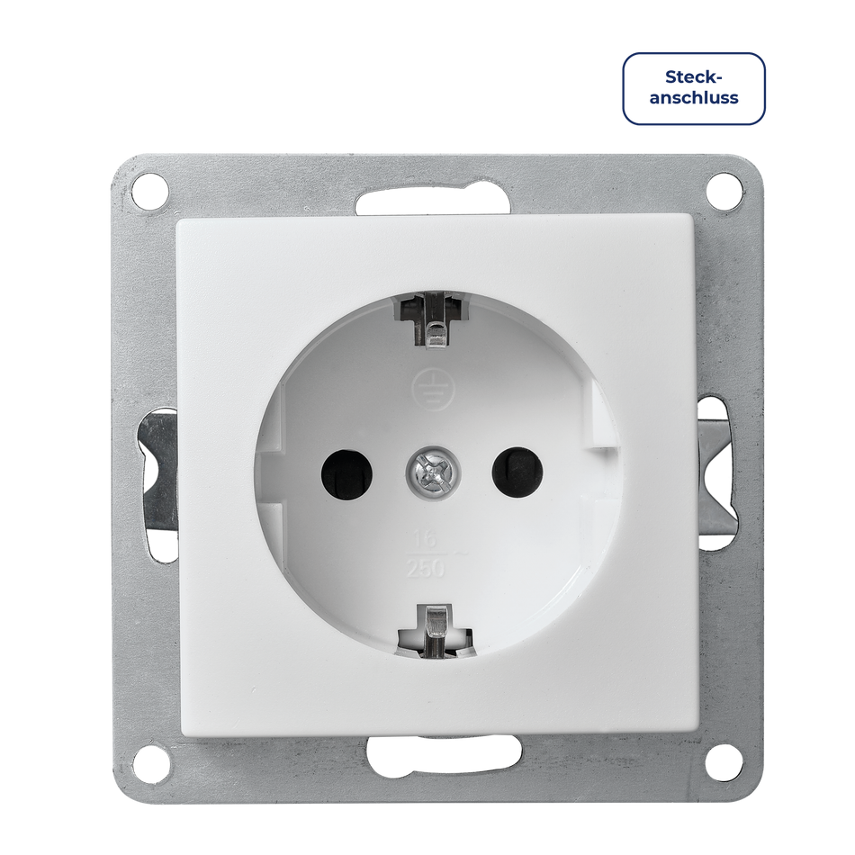 McPower "Flair" Schutzkontakt-Steckdose 250V/16A, UP, IP44, weiß, Steckanschluss