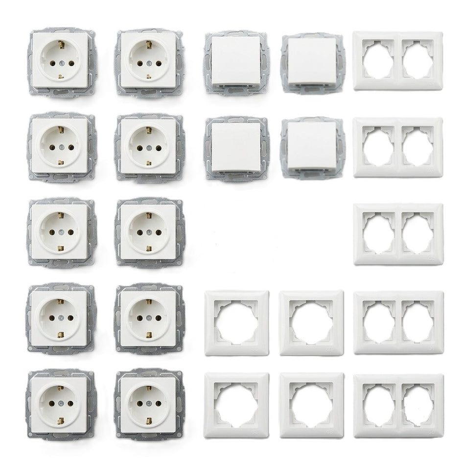 Günsan Visage Schalter und Steckdosen Spar - Set, 23-teilig, Steckanschluss, weiss