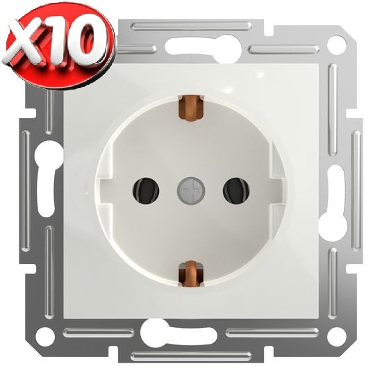 10er SET Schneider Electric ASFORA Steckdose 16A UP weiss EPH2970121D