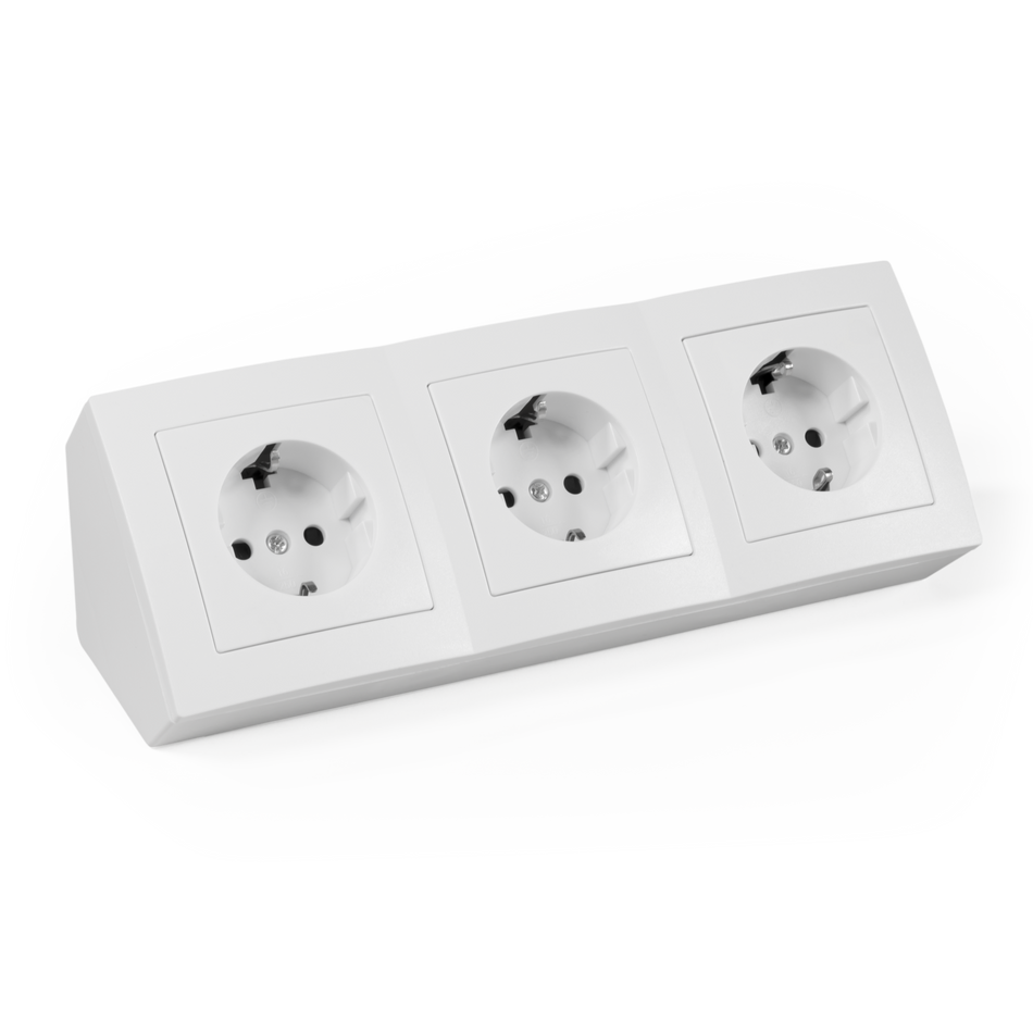 McPower "Flair" Steckdosenblock Aufbau 250V~/16A, 3-fach SCHUKO-Steckdose mit erhöhtem Berührungsschutz, weiß