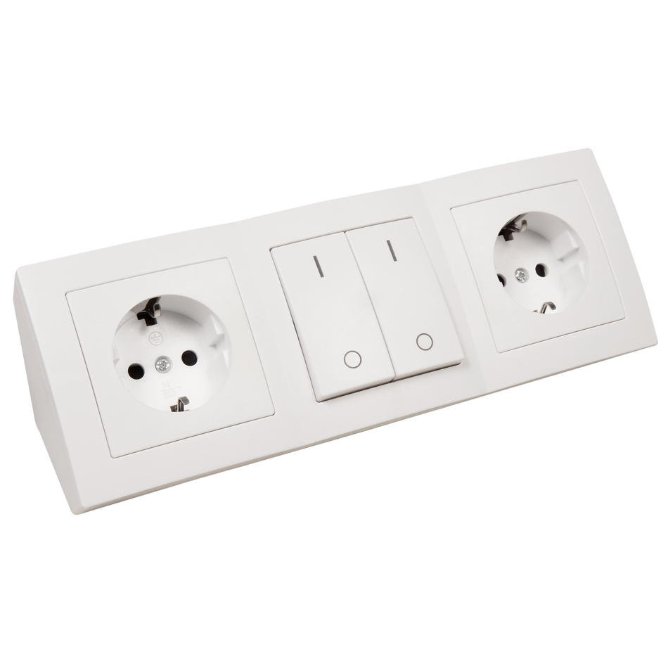 McPower "Flair" Steckdosenblock Aufbau, 2-fach SCHUKO-Steckdose mit erhöhtem Berührungsschutz + AN/AUS Schalter, weiß