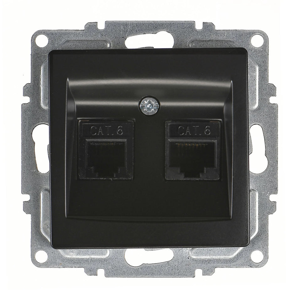 Günsan Eqona 2-fach Datendose RJ 45 Cat6 Einsatz ohne Rahmen schwarz