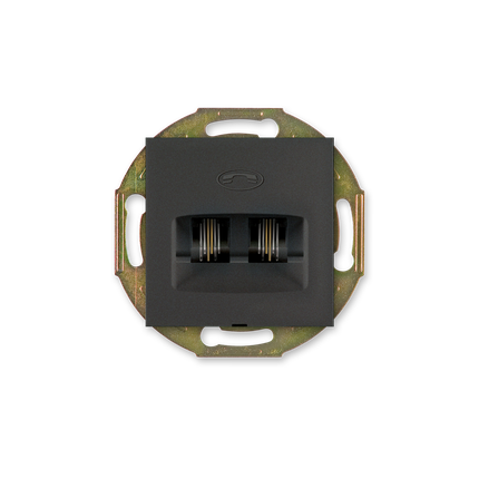 Prestige Line Telefon Anschlussdose 2xRJ12 6/4 mit 2 separaten Ausgängen Einsatz ohne Rahmen Schwarz (soft touch)