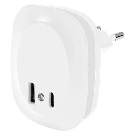 LEDVANCE Nachtlicht LUNETTA Edge Steckdosenleuchte mit integriertem Tag-/Nacht-Sensor USB A- und C-Anschluss weiss